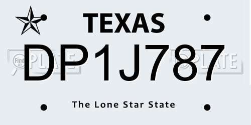 DP1J787 Texas License Plate