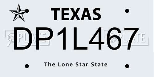 DP1L467 Texas License Plate
