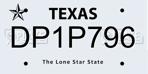 DP1P796 Texas License Plate