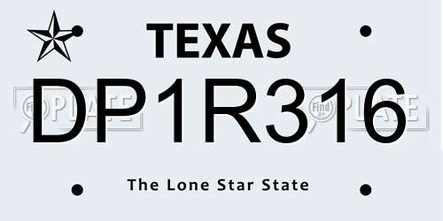 DP1R316 Texas License Plate