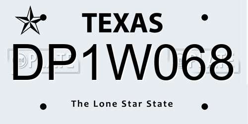 DP1W068 Texas License Plate