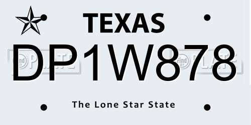 DP1W878 Texas License Plate