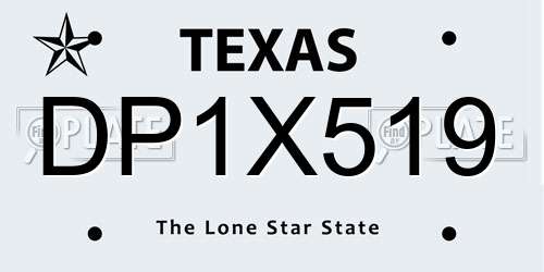DP1X519 Texas License Plate