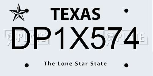 DP1X574 Texas License Plate