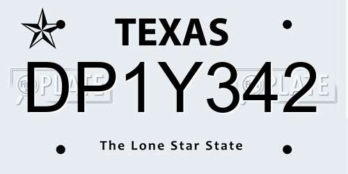 DP1Y342 Texas License Plate