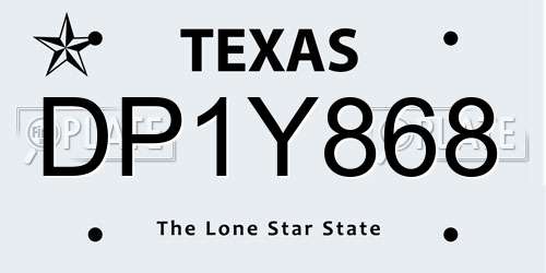 DP1Y868 Texas License Plate