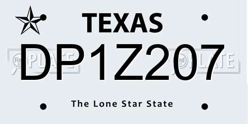 DP1Z207 Texas License Plate