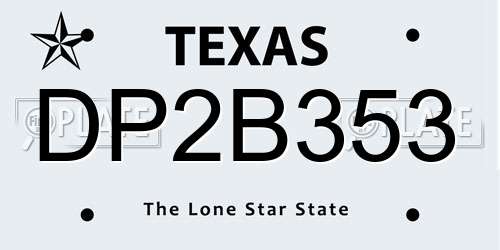 DP2B353 Texas License Plate