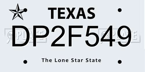 DP2F549 Texas License Plate