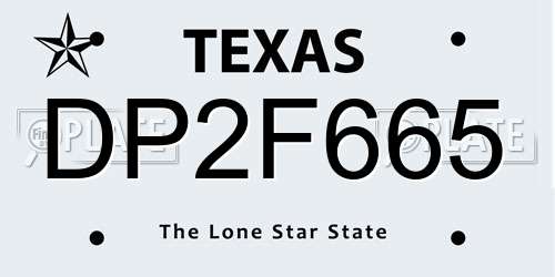 DP2F665 Texas License Plate