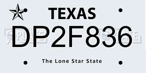 DP2F836 Texas License Plate