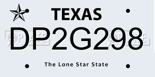 DP2G298 Texas License Plate