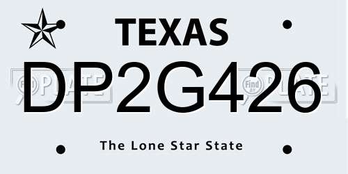 DP2G426 Texas License Plate