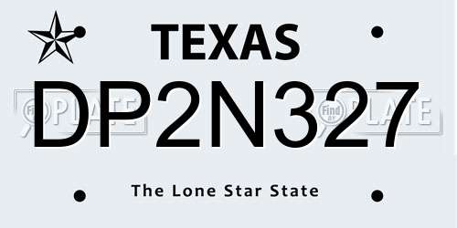 DP2N327 Texas License Plate