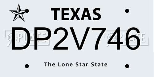 DP2V746 Texas License Plate