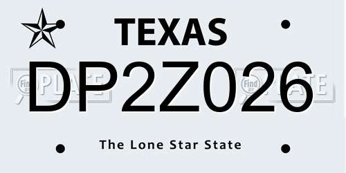 DP2Z026 Texas License Plate