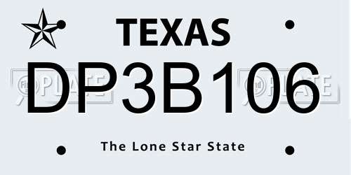 DP3B106 Texas License Plate
