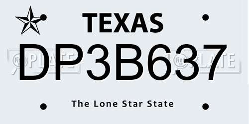 DP3B637 Texas License Plate