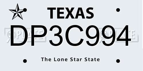 DP3C994 Texas License Plate