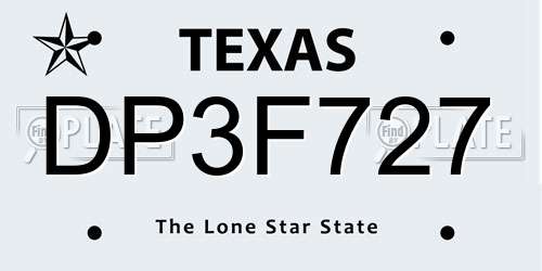 DP3F727 Texas License Plate