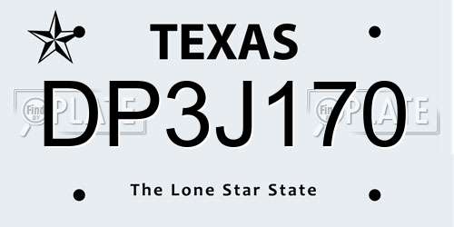DP3J170 Texas License Plate