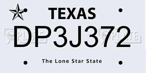 DP3J372 Texas License Plate