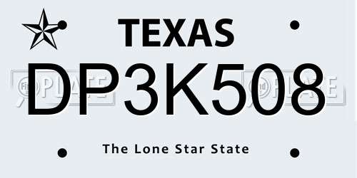 DP3K508 Texas License Plate