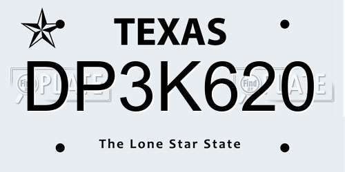 DP3K620 Texas License Plate