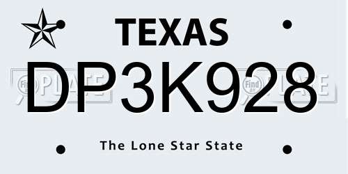 DP3K928 Texas License Plate