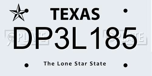 DP3L185 Texas License Plate