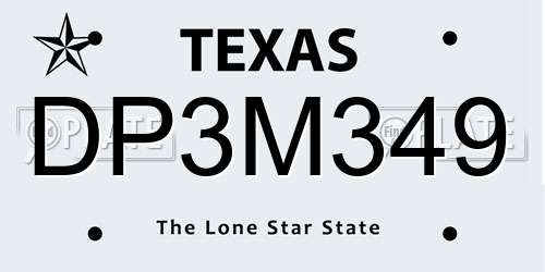 DP3M349 Texas License Plate