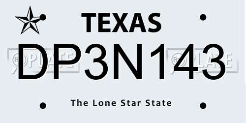 DP3N143 Texas License Plate