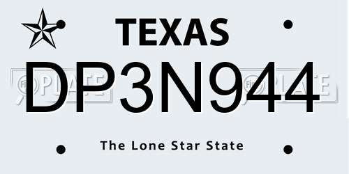 DP3N944 Texas License Plate