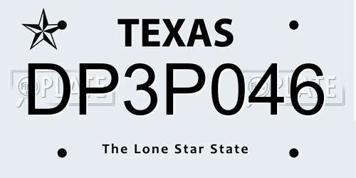 DP3P046 Texas License Plate