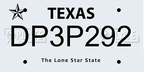 DP3P292 Texas License Plate