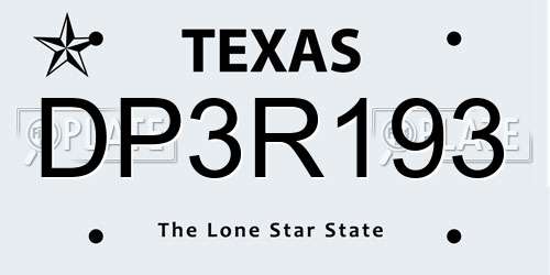 DP3R193 Texas License Plate