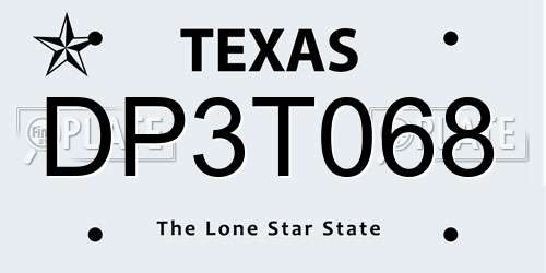 DP3T068 Texas License Plate