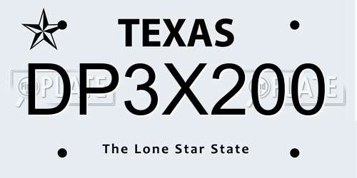 DP3X200 Texas License Plate