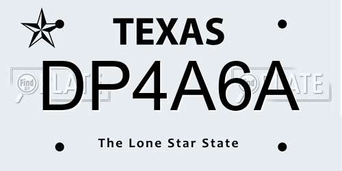 DP4A6A Texas License Plate