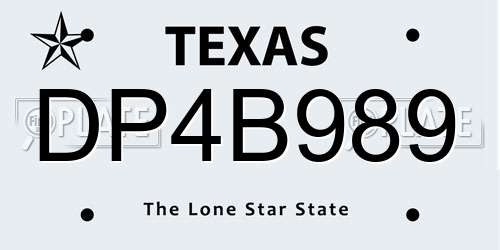 DP4B989 Texas License Plate