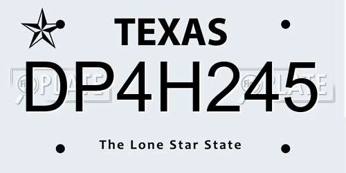 DP4H245 Texas License Plate