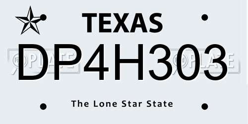 DP4H303 Texas License Plate
