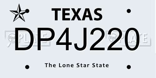 DP4J220 Texas License Plate