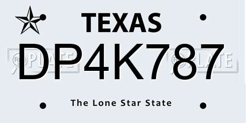DP4K787 Texas License Plate