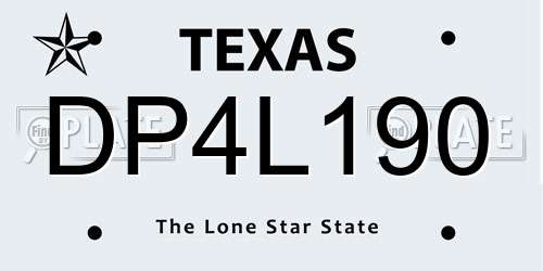 DP4L190 Texas License Plate