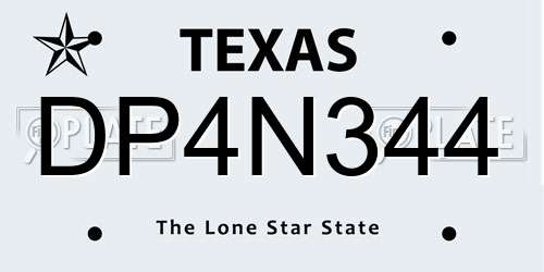 DP4N344 Texas License Plate