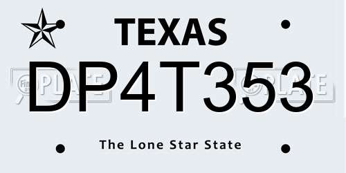 DP4T353 Texas License Plate