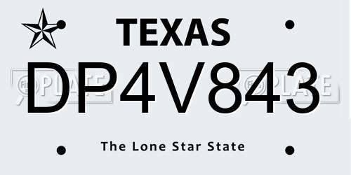 DP4V843 Texas License Plate