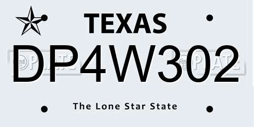 DP4W302 Texas License Plate