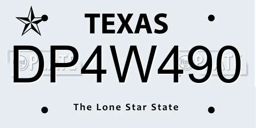 DP4W490 Texas License Plate
